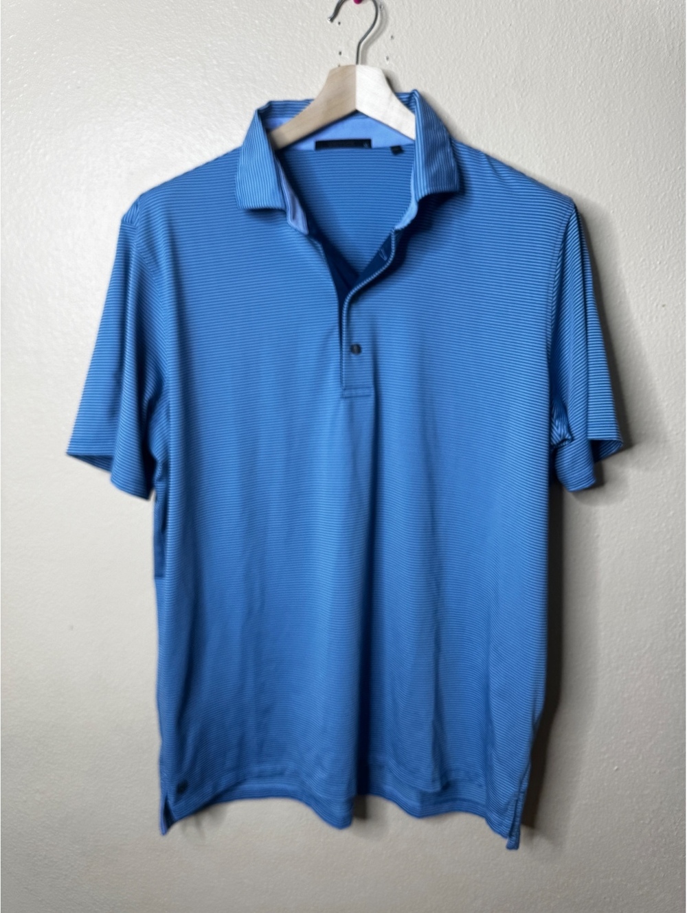 Greyson Mens XL Polo Shirt Blue Striped Short Sleeve Golf Performance